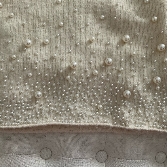 Zara Cream Crew Neck Sweater with Embellishments - Picture 5 of 8